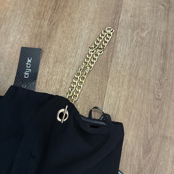 City Chic Plus size Gold Chain sleeveless Jumpsuit black size 14 - Picture 3 of 8